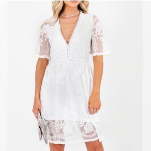 White lace mini dress
